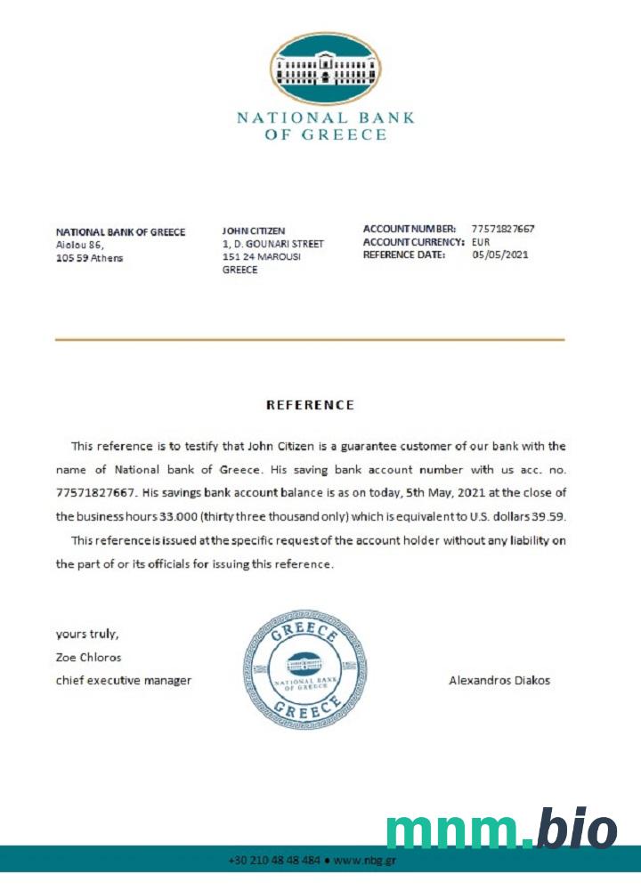 Grecki Narodowy Bank Grecji przykład odniesienia w formatach Word i PDF